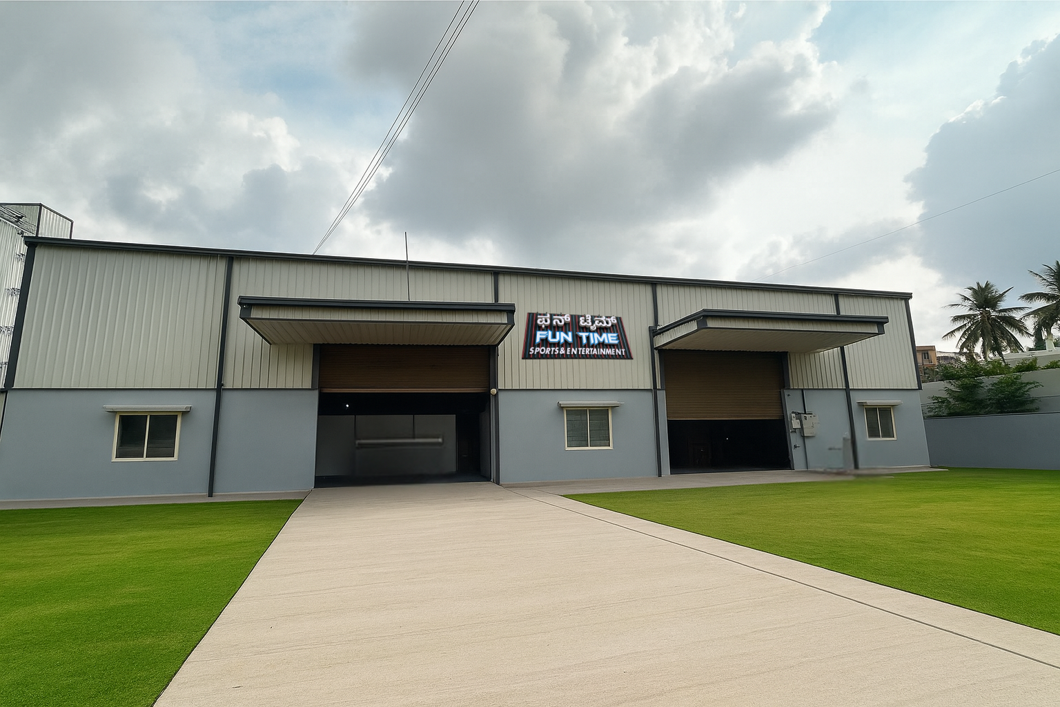 modern manufacturing facility for electronics and arcade machines, clean bright workshop, engineers working