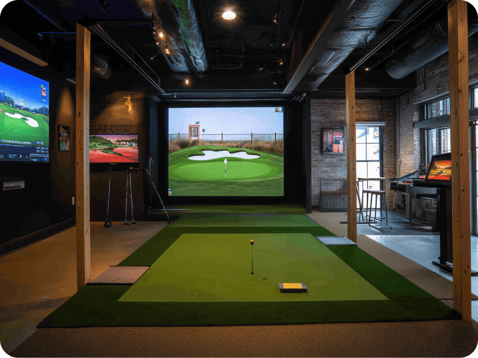 Indoor sports simulation area