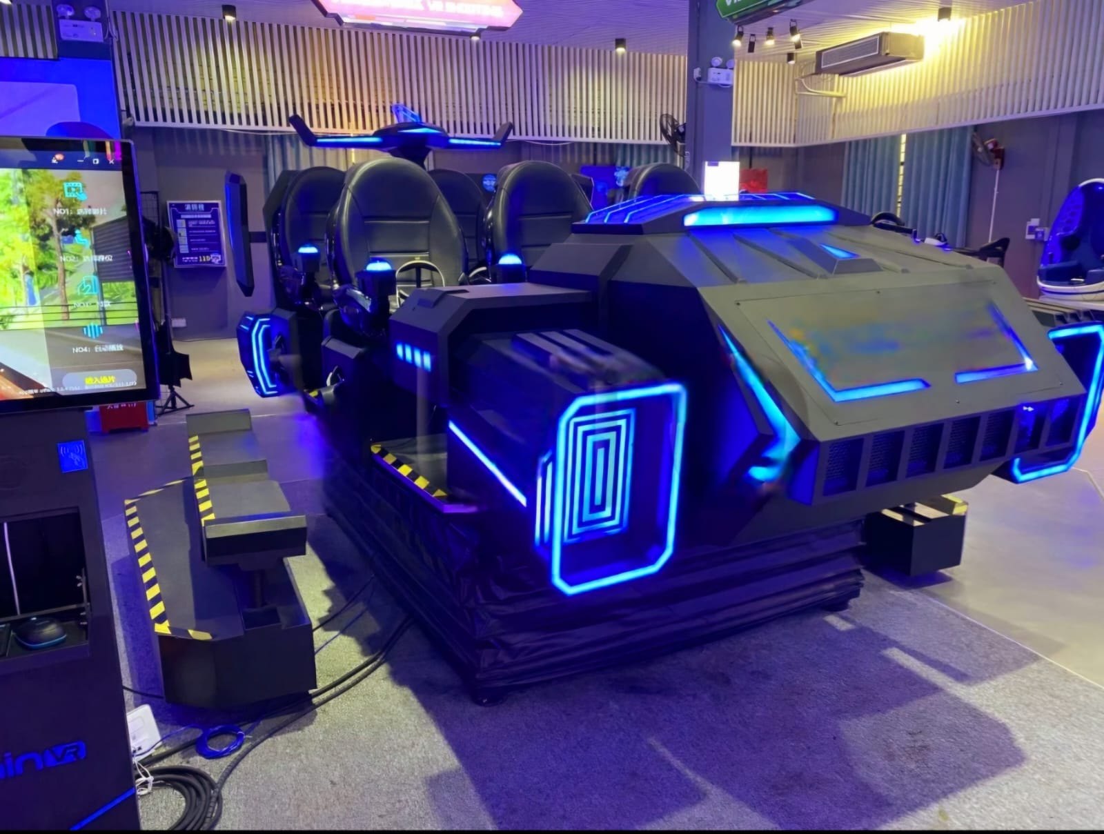 Discover the immersive world of the 6 Seater VR, where groups can embark on exciting adventures in a captivating setting.