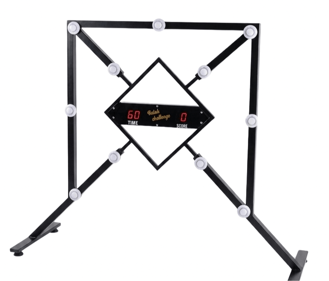 Batak Challenge technical diagram, engineering blueprint style, target panel layout, detailed measurements, professional technical drawing