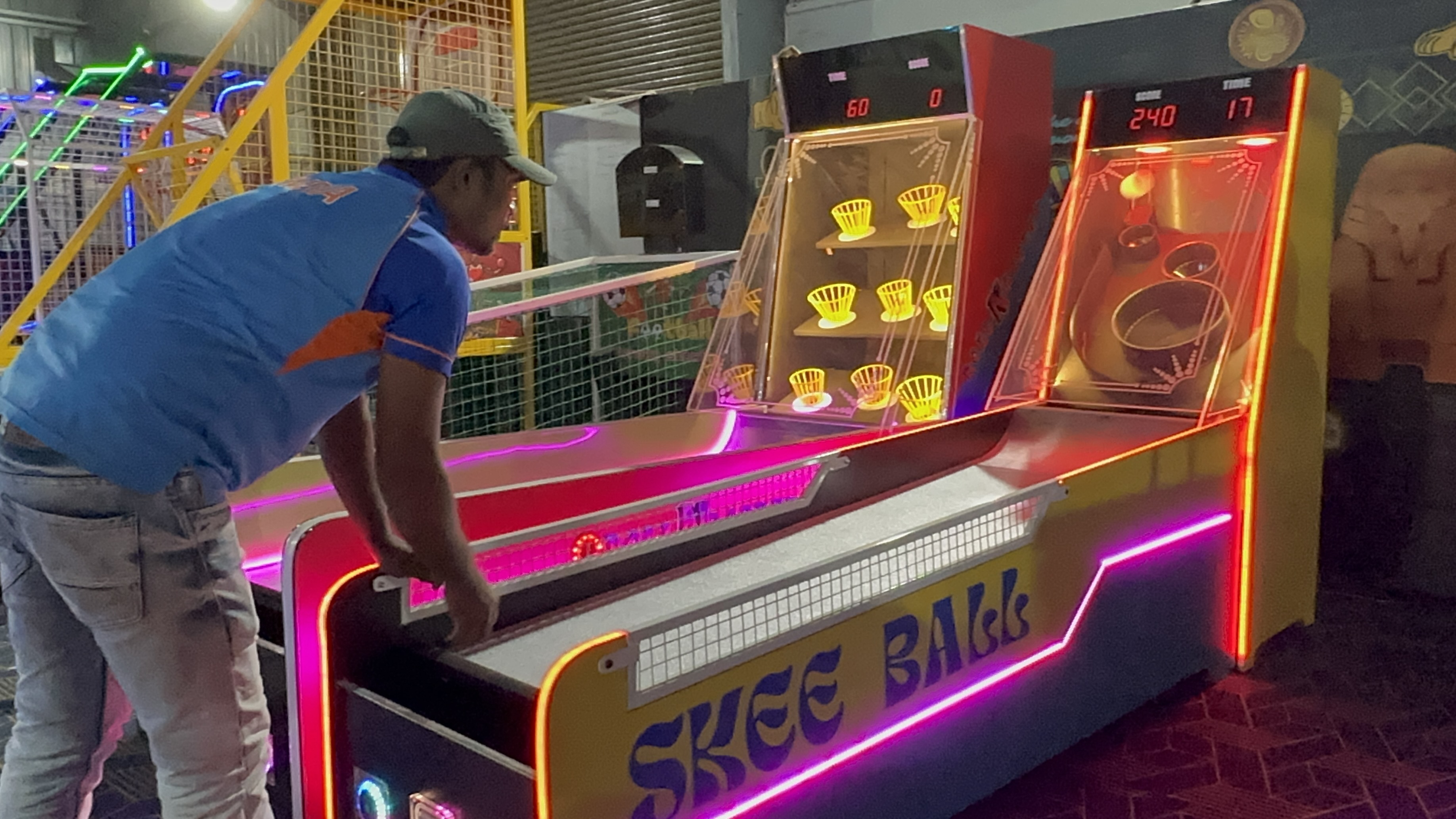 skee ball arcade machine technical diagram, engineering blueprint style, detailed measurements, professional technical drawing