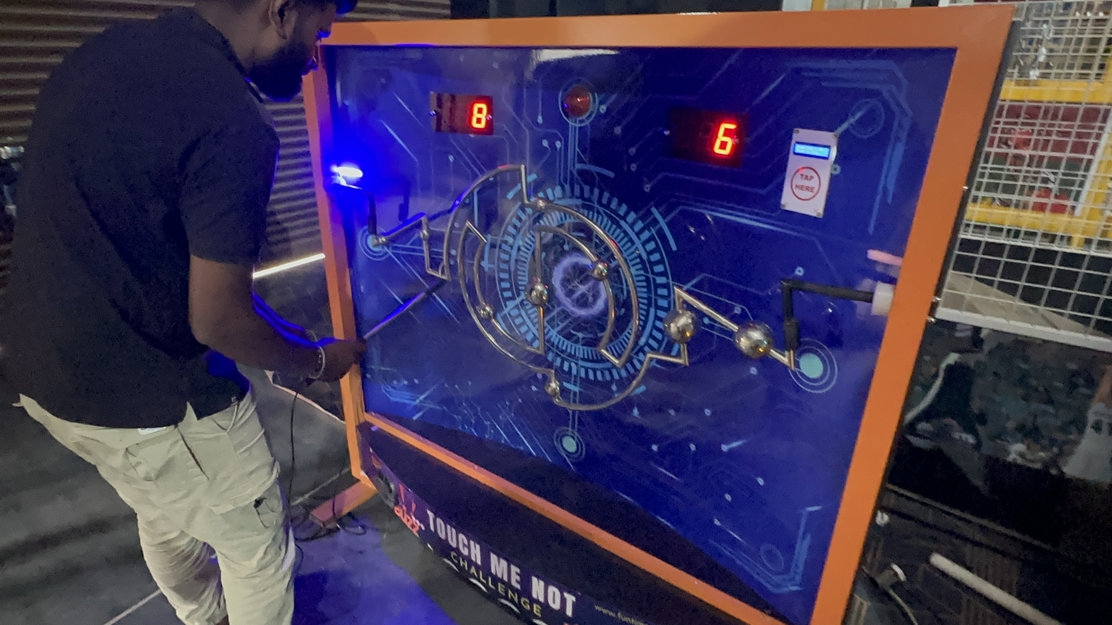 Touch Me Not internal structure, modular MS frame, capacitive sensors, technical engineering view, professional lighting